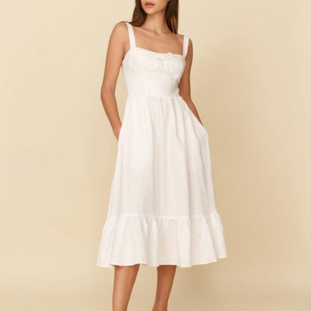 Reformation Maegan Linen Dress - Ivory